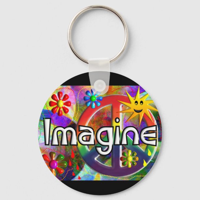 "Imagine" Psychadelic 70's Gifts Keychain (Front)