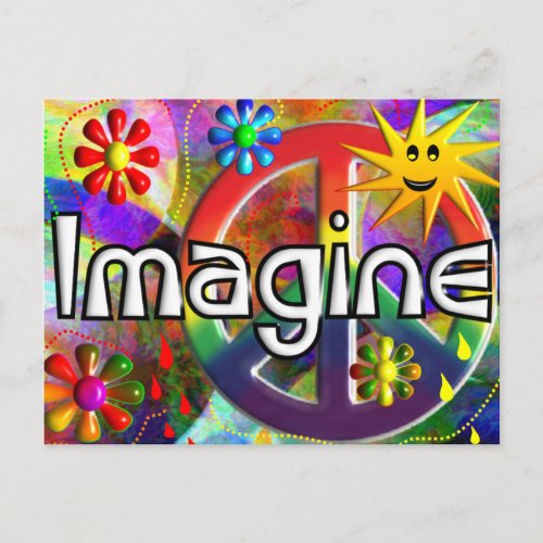 Imagine Psychadelic 70s Gifts Postcard