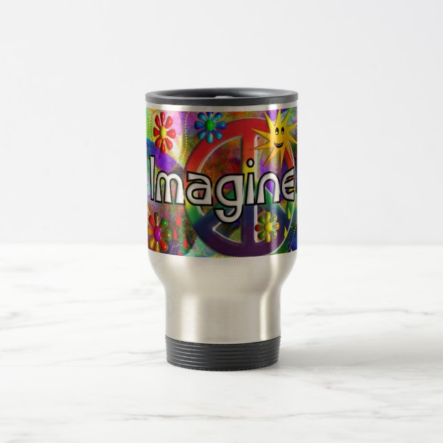 "Imagine" Psychadelic 70's Gifts Travel Mug (Center)