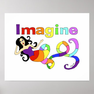 Imagine Rainbow Mermaid Art Poster