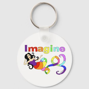 Imagine Rainbow Mermaid Keychain by Victoreeah at Zazzle