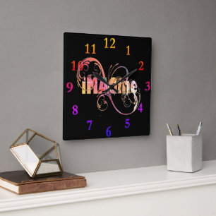 Imagine retro colorful abstract square wall clock