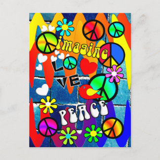 Imagine Retro Peace Symbols Postcard