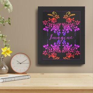 Imagine Roses Abstract Inspirational Words Framed Art