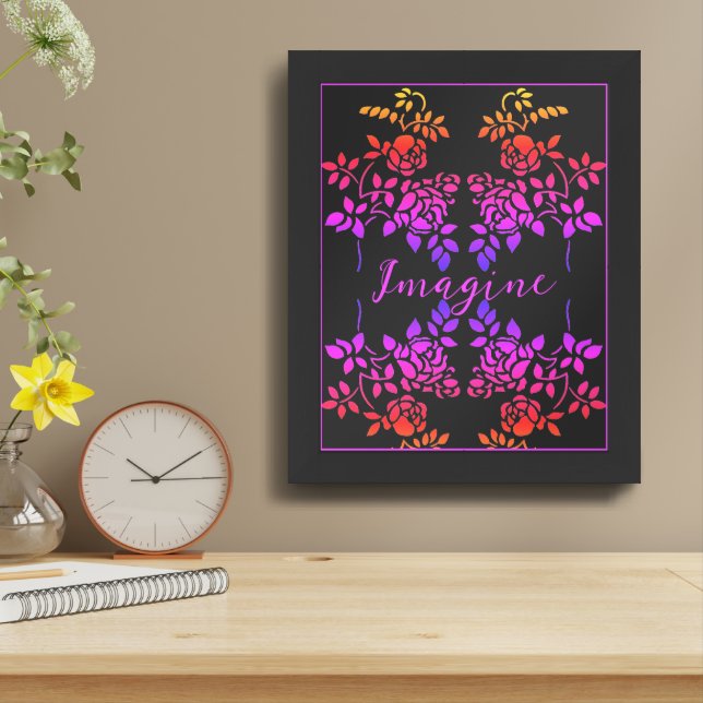 Imagine Roses Abstract Inspirational Words Framed Art (Table Top)