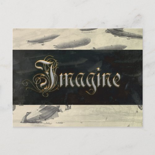 Imagine Steampunk Neo_Victorian Airship Postcard