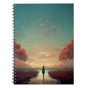 Imagine. Teal And Orange Dreamscape Notebook by thatcrazyredhead at Zazzle
