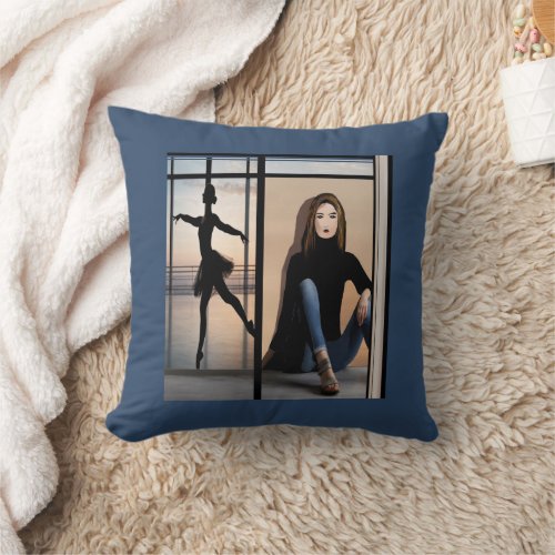 Imagine  The Dreamer and the Dancer on Levi Blue Throw Pillow