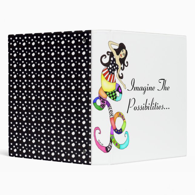 "Imagine The Possibilities" Colorful Mermaid Muse 3 Ring Binder (Background)