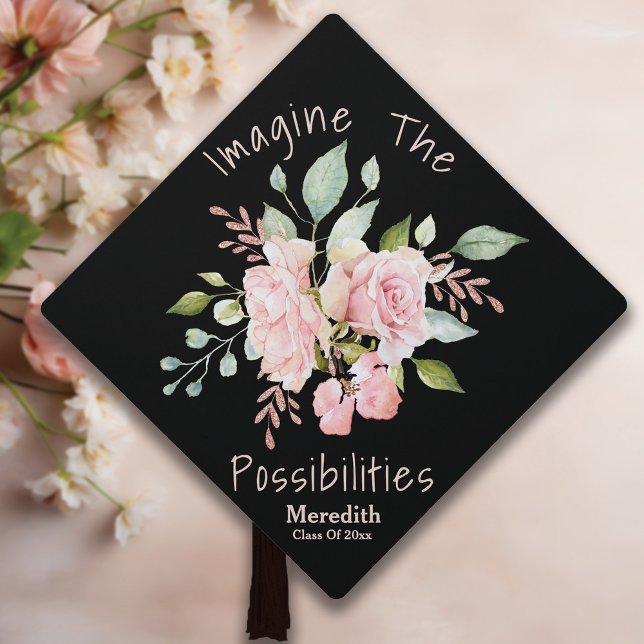 "Imagine The Possibilities" Floral Graduation Cap Topper (Creator Uploaded)