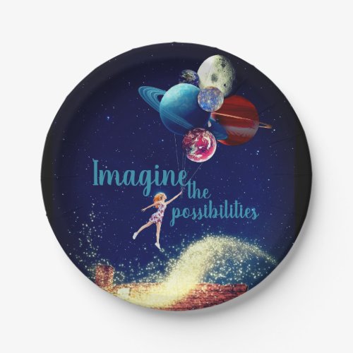 Imagine the Possibilities Girl Galaxy Space Dreams Paper Plates
