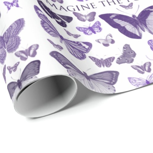 Imagine the Possibilities Purple Butterflies Wrapping Paper