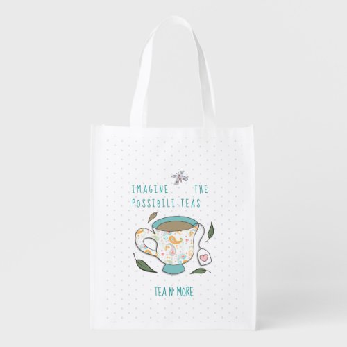 Imagine the Possibilities Tea Puns Shopping Grocery Bag