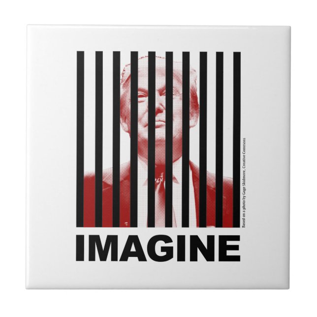 Imagine Trump Behind Bars Ceramic Tile (Front)