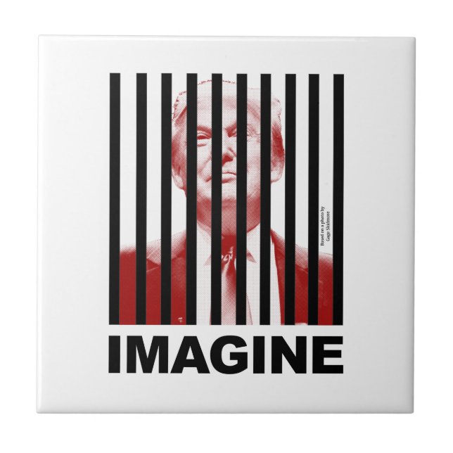 Imagine Trump Behind Bars Tile (Front)