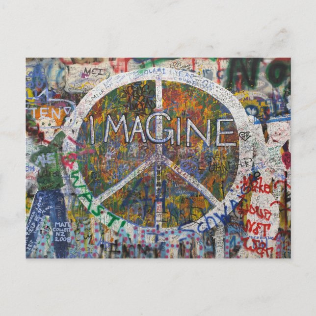 imagine wall in Prague Postcard (Front)