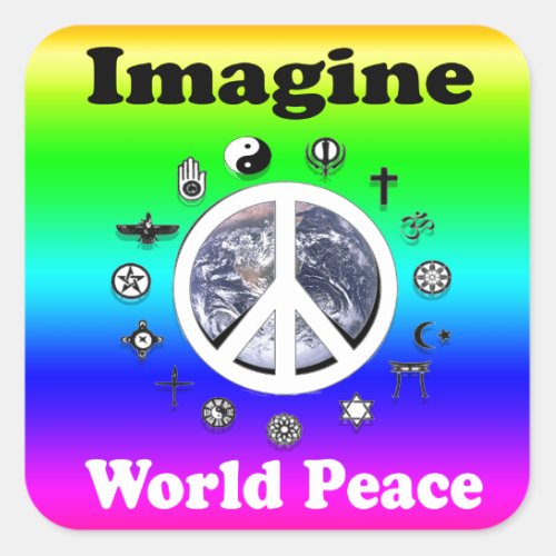 Imagine World Peace Square Sticker