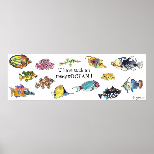 ImaginOCEAN Cartoon Fish Art Poster (Front)