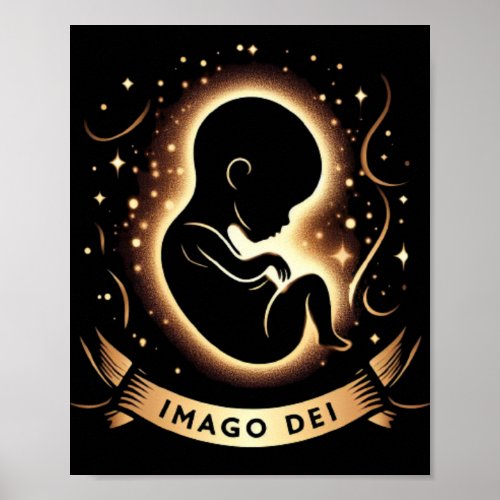 Imago Dei Image of God Baby in Womb Black  Poster