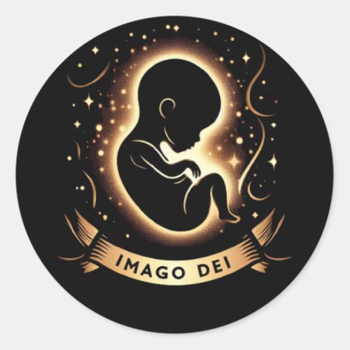 Imago Dei In the Image of God Baby in Womb Classic Round Sticker