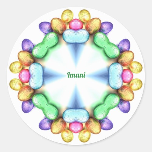 IMANI  EASTER WOW Pretty Eggs for Easter Giving  Classic Round Sticker