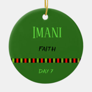Imani - Kwanzaa Day 7 Green Ceramic Ornament