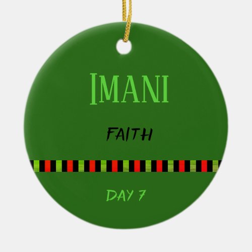 Imani _ Kwanzaa Day 7 Green Ceramic Ornament