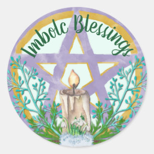 Imbolc Blessings Celtic Wicca Holiday Pentacle Classic Round Sticker