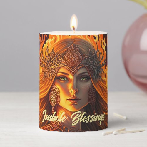 Imbolc Blessings Goddess Brighid  Pillar Candle