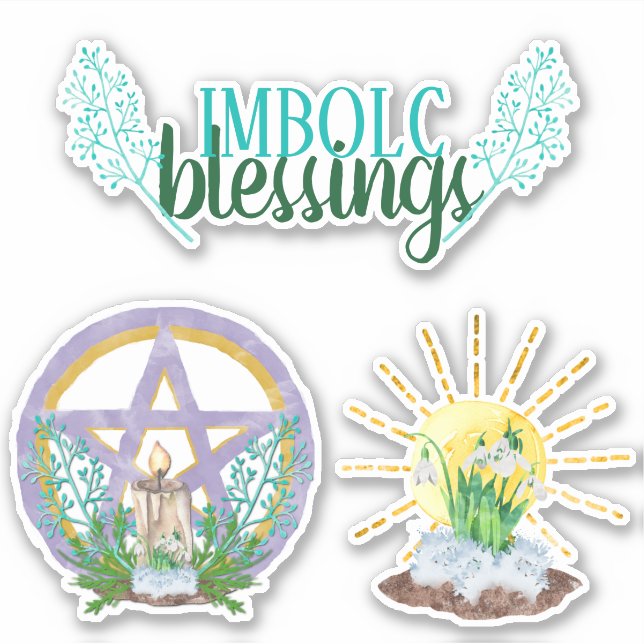 Imbolc Blessings Wicca Sabbat Pentacle & Sun Sticker (Front)