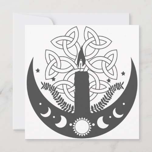 Imbolc Candlemas Sun Crescent Moon Celtic Holiday Card