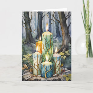 Imbolc Candlemas Winter Forest Candles Wiccan Holiday Card