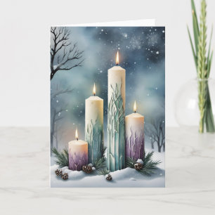 Imbolc Candlemas Winter Forest Candles Wiccan Holiday Card
