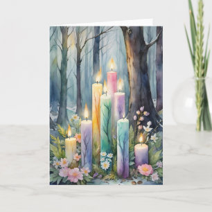 Imbolc Candlemas Winter Forest Candles Wiccan Holiday Card