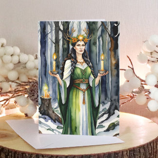 Imbolc Goddess Candlemas Forest Celtic Wiccan Holiday Card