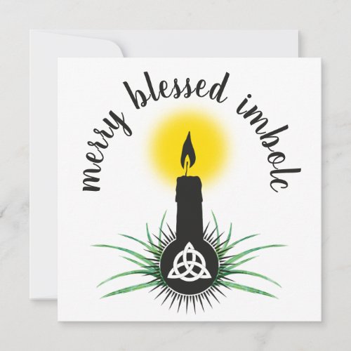 Imbolc Greenery Glowing Candle  Triquetra Holiday