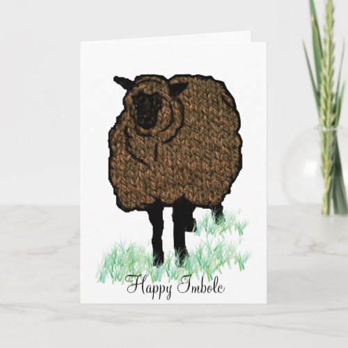 Imbolc Knitted Sheep Card