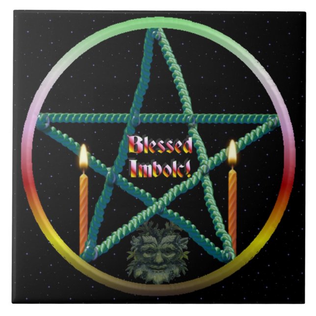 Imbolc Pentacle Ceramic Tile (Front)