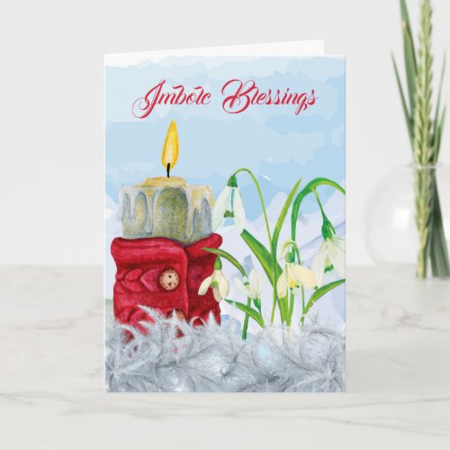 Imbolc Snowdrops  Candle Sweater Wiccan Greeting Card