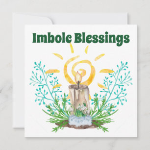 Imbolc Spiral Sunshine Candlelight & Greenery Holiday Card