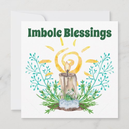 Imbolc Spiral Sunshine Candlelight  Greenery Holiday Card