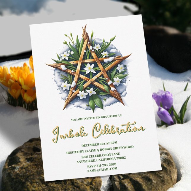 Imbolc Sunshine Snowdrop Pentacle Pagan Holiday Invitation (Imbolc Sunshine Snowdrop Pentacle Pagan Holiday Invitation)