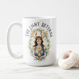 Imbolc Wiccan Goddess Flame & Snowdrop Flowers Coffee Mug
