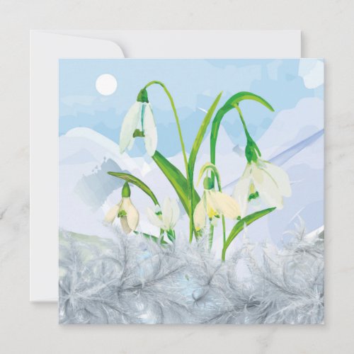 Imbolc Wiccan Winter Snowdrops Greeting Holiday Card