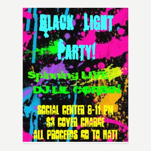 img-thing, Black Light Party!, Social Center 8-... Flyer