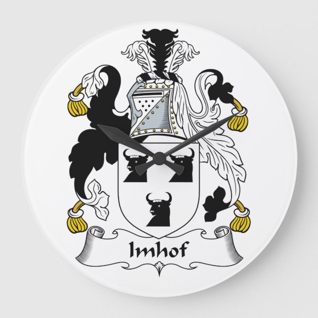 Imhof Family Crest Large Clock (Front)