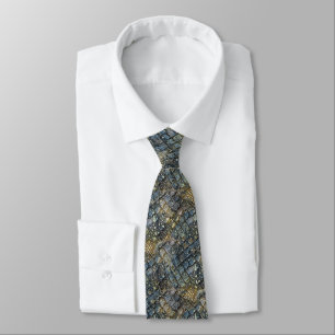 Imitation crocodile skin. Animal print. Neck Tie