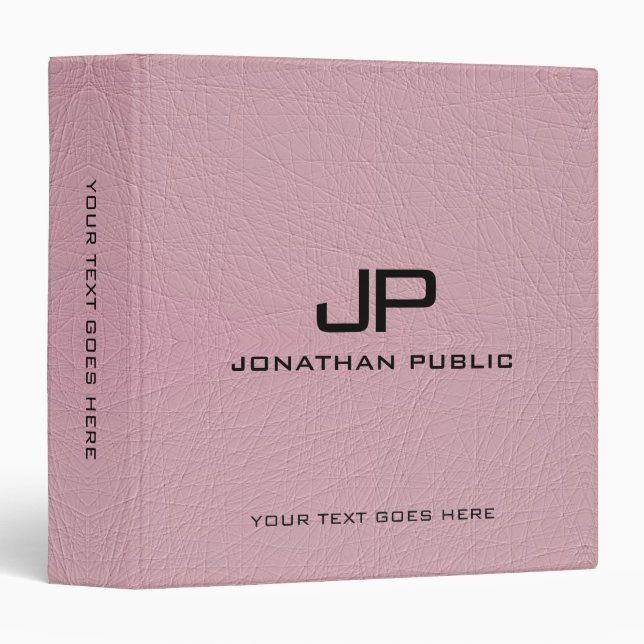 Imitation Leather Look Modern Elegant Monogrammed 3 Ring Binder (Front/Spine)