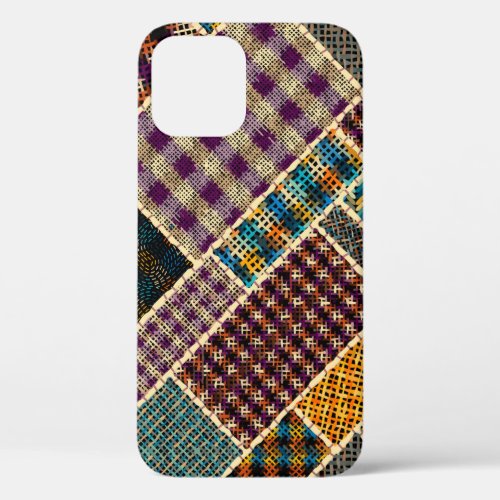 Imitation of indian patchwork pattern with texture iPhone 12 case