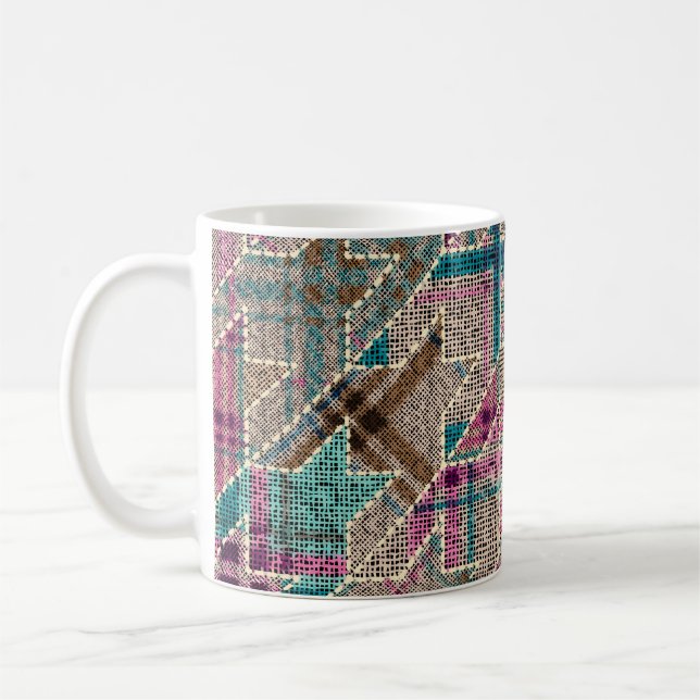 Imitation of indian patchwork pattern with texture coffee mug (Left)